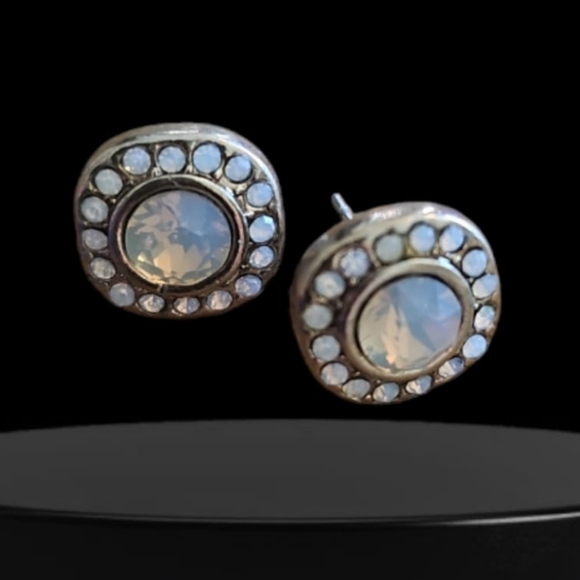 Cindy Ensor Moonstone CZ Gold Vermeil Stud Earrings - Picture 7 of 11